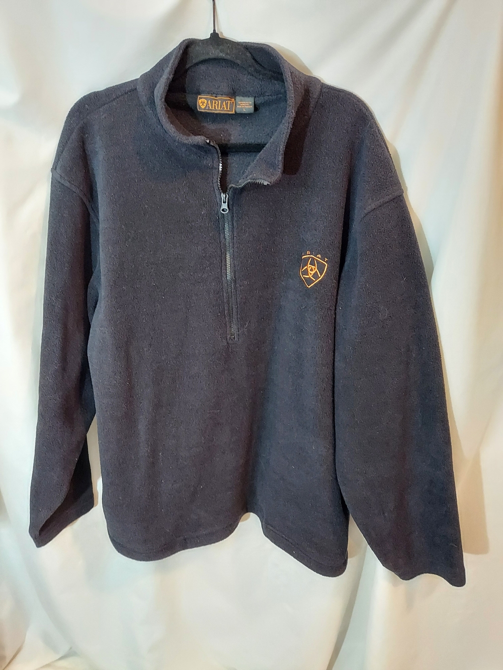 Ariat Black Quarter-Zip Fleece Mock Neck Pullover Sweatshirt Size Large